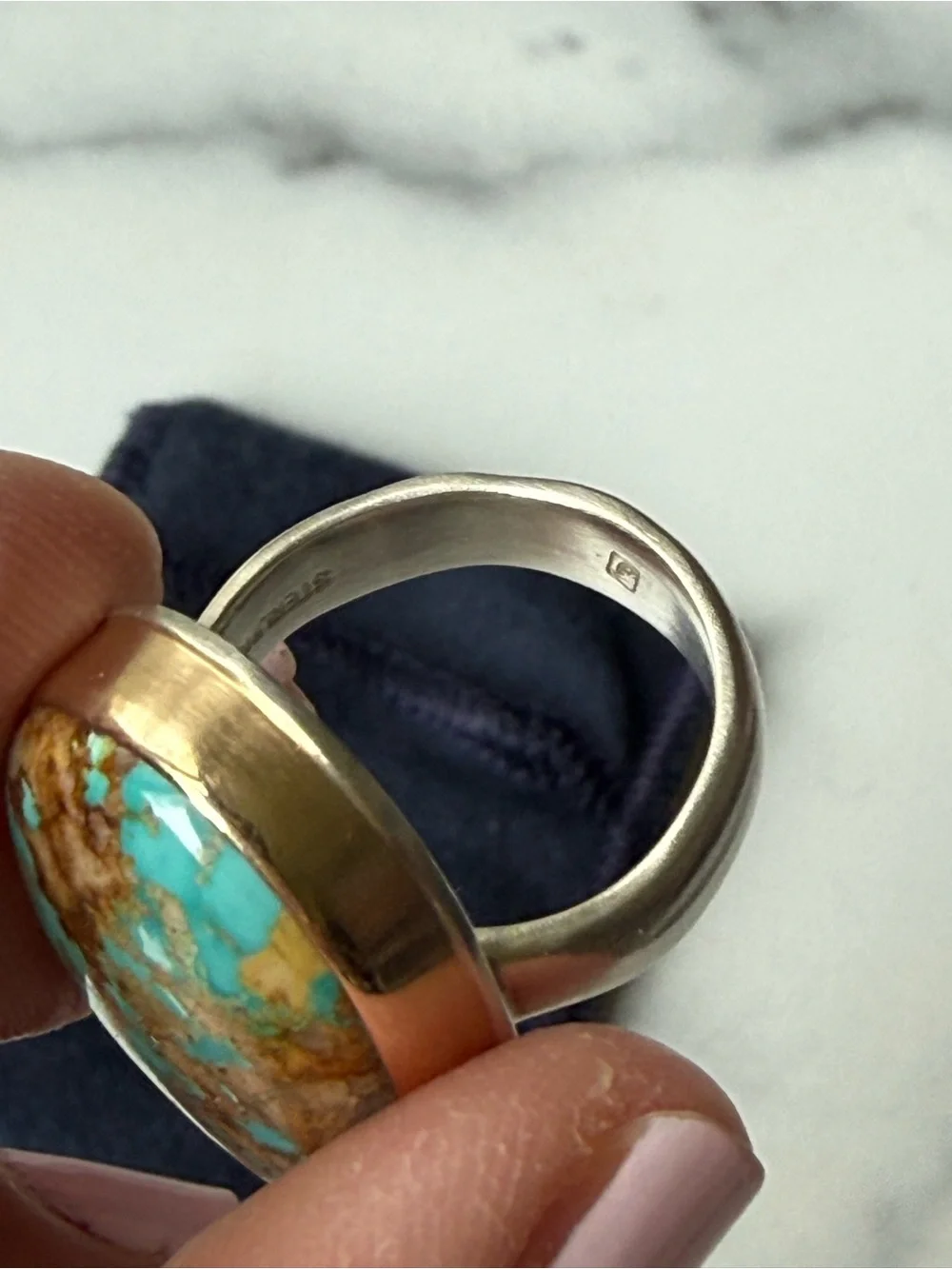 Jamie Joseph Royston Turquoise Ring 14k and sterling silver